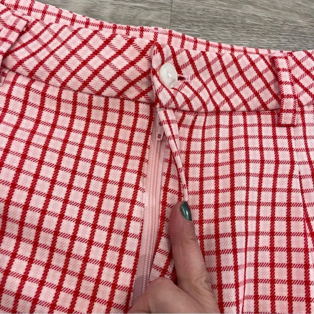 Twik Plaid Red And Whit High Waist Bermuda Retro shorts M - Picture 7 of 10